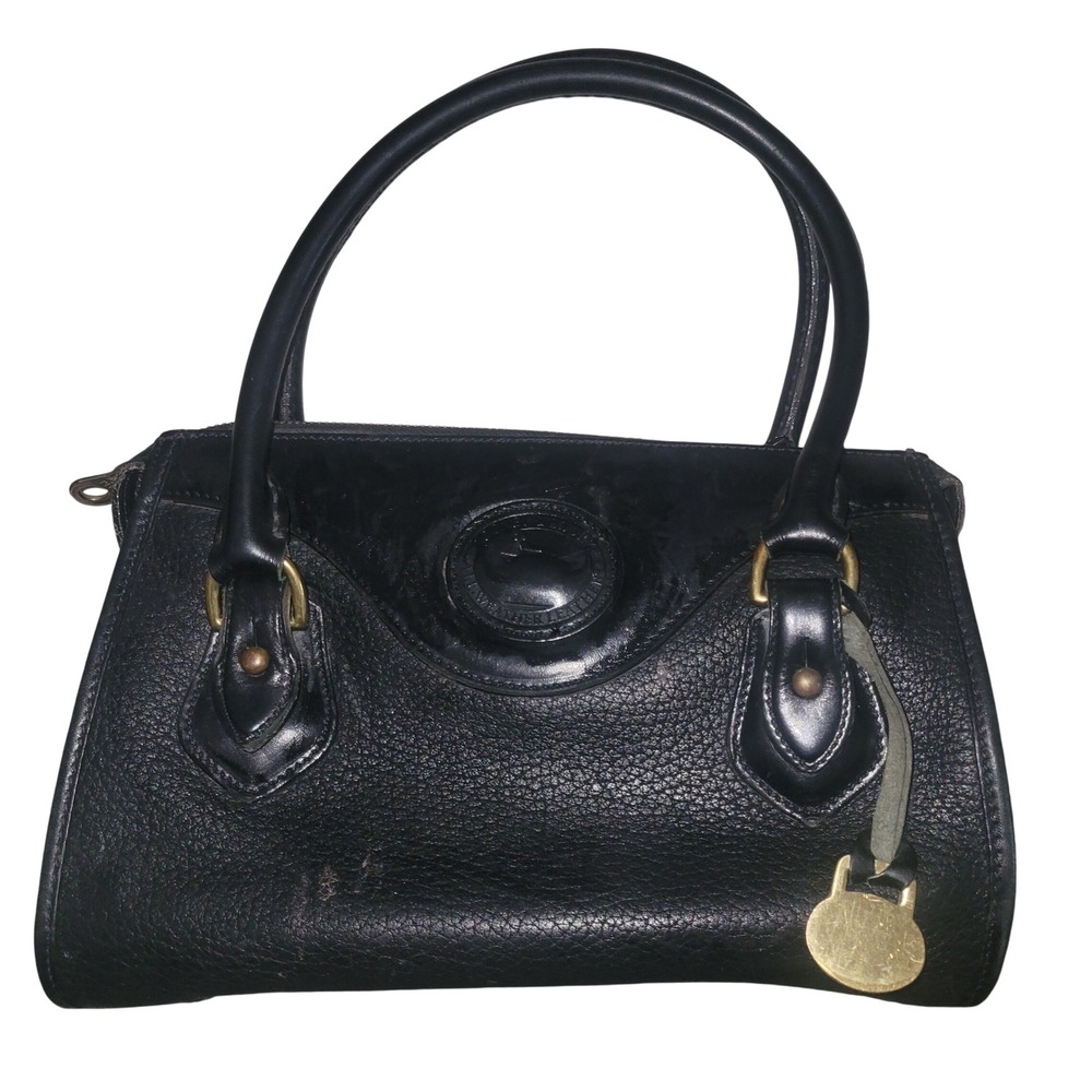 Dooney Bourke all weather Black Leather  Handbag Shoulder Bag 80s rare vintage